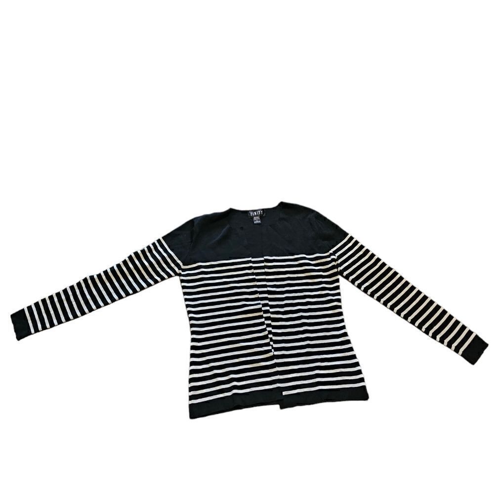Women's FINITY Knit Striped Open Cardigan Small